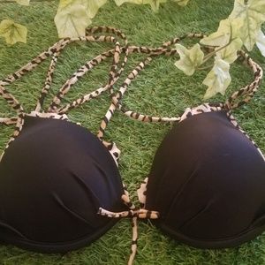 Victoria Secret black and Leppard print bikini top